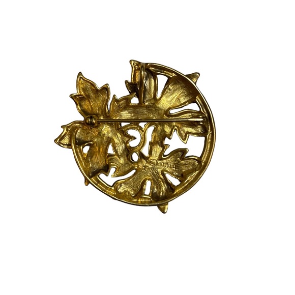 Vintage Metropolitan Museum of Art 1986 Three Leaf Brooch Gold Tone - Picture 2 of 4